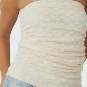 Free People Ona Convertible Ruched Mini Skirt Floral Lace Strapless Top M